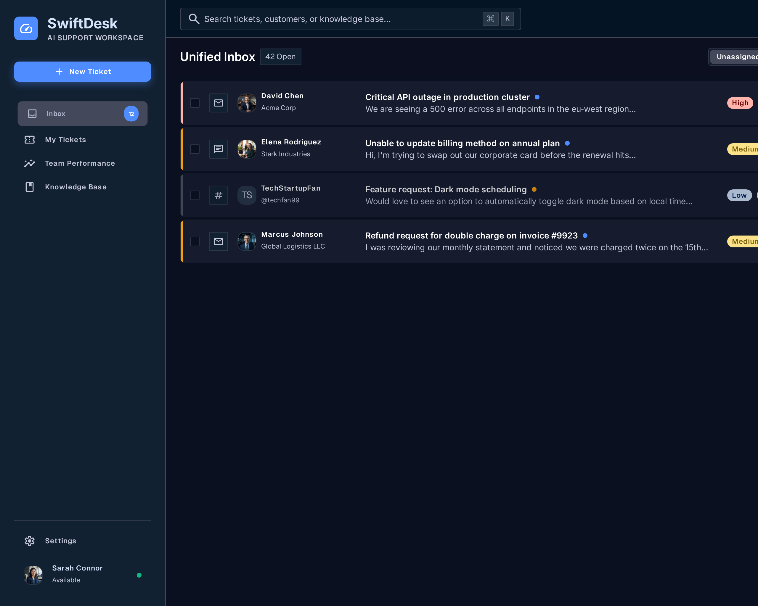 SwiftDesk product screenshot